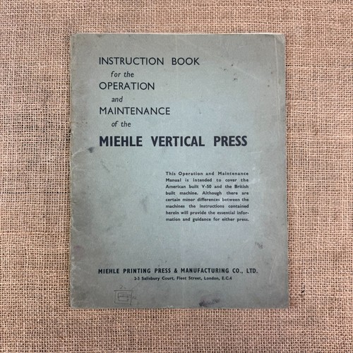 Vintage miehle vertical press - miehle,